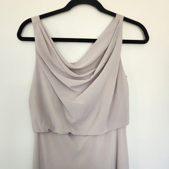 Jenny Yoo Bridesmaid Maxi Dress Cowl Neck Sleeveless Madelyn Taupe Beige Size 4 - Picture 2 of 7